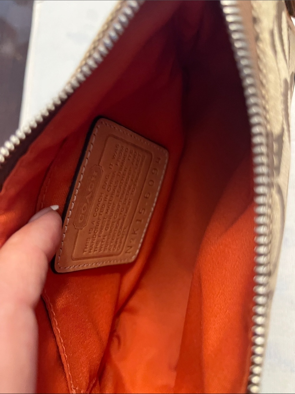 Coach Brown Signature Canvas Mini Pouch with Tan Leather Trim - Picture 4 of 7